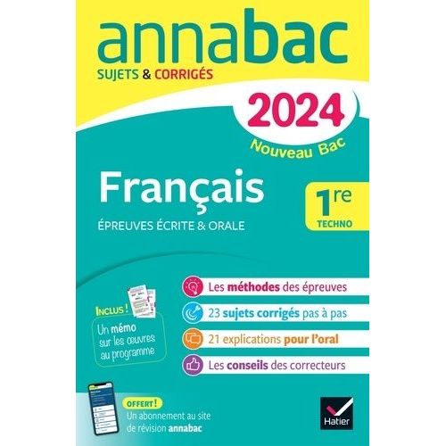 Français 1re Techno - Sujets & Corrigés