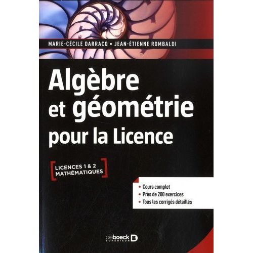 Algèbre Et Géométrie Pour La Licence