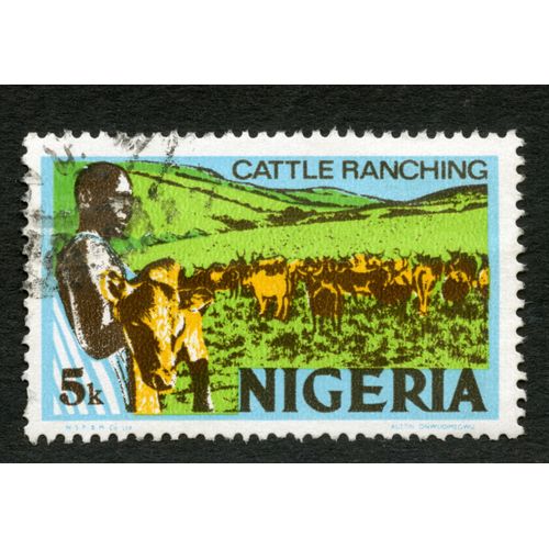 Timbre Oblitéré Nigeria , Cattle Ranching, 5k