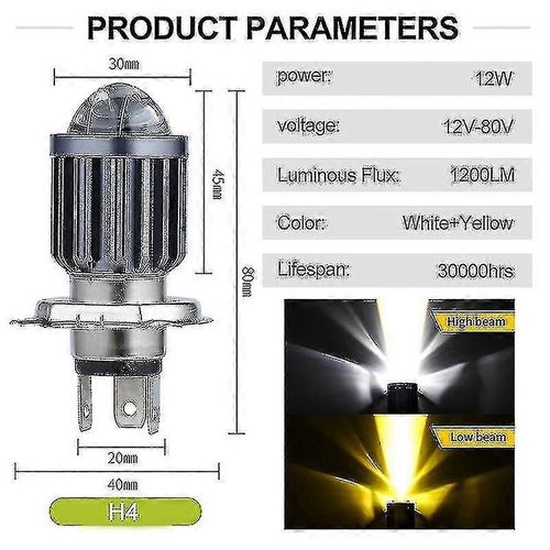 H4 Led Spotlight Petite Ampoule Led Moto Modifié Phare
