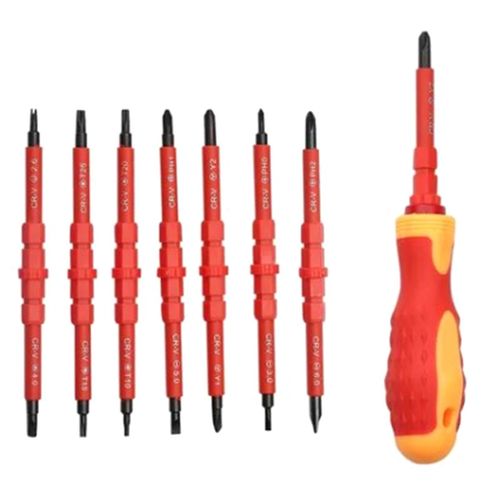 CONNOR Jeu de tournevis isoles en acier allie au chrome vanadium et ABS, lame interchangeable pour electricien