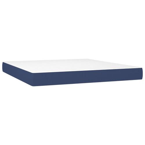 Vidaxl Sommier Tapissier Avec Matelas Et Led Bleu 180x200 Cm Tissu