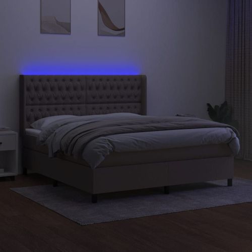 Vidaxl Sommier Tapissier Avec Matelas Et Led Taupe 180x200 Cm Tissu