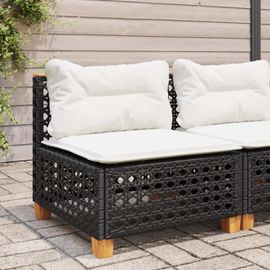 Canapé De Jardin Sans Accoudoirs Coussins Noir Résine Tressée