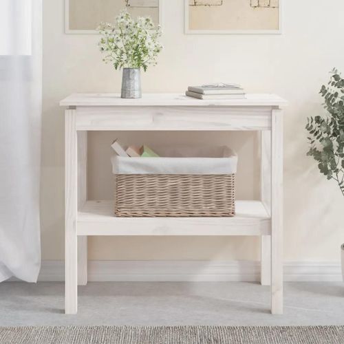 Table Console Blanc 80x40x75 Cm Bois De Pin Solide