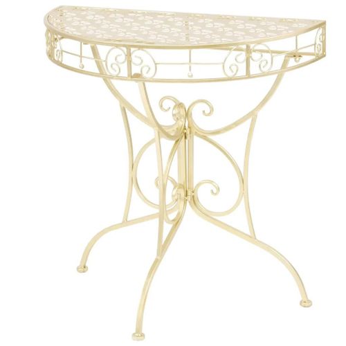 Table D'appoint Vintage Demi-Ronde Métal 72x36x74 Cm Doré