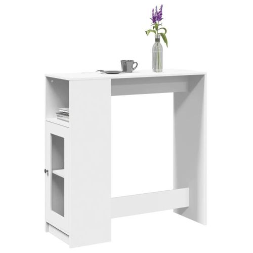 Table De Bar Avec Étagères Blanc Bois D'ingénierie