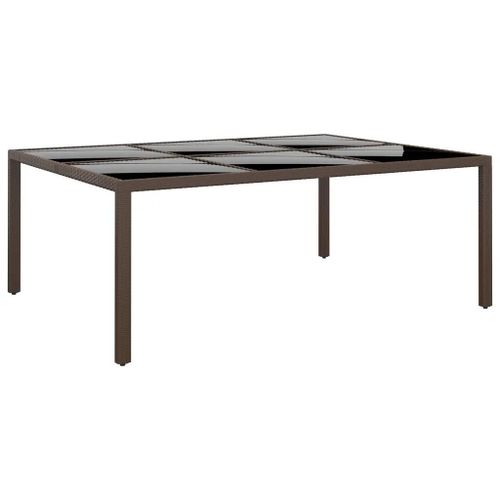 Table De Jardin Avec Dessus En Verre Marron 200x150x75 Cm Rotin