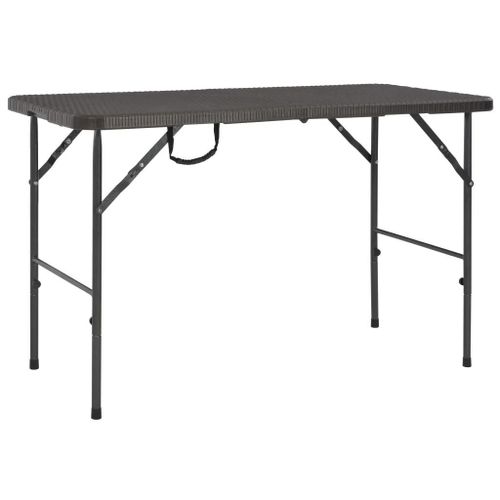 Table De Jardin Pliante Marron 120x60x74cm Pehd Aspect De Rotin