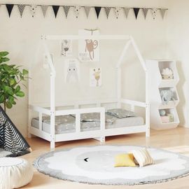 Cadre De Lit Pour Enfant Blanc 70x140 Cm Bois De Pin Massif