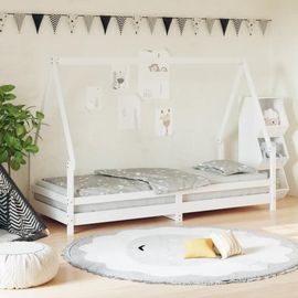 Cadre De Lit Pour Enfants Blanc 90x200 Cm Bois De Pin Massif