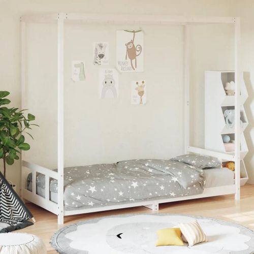 Cadre De Lit Pour Enfants Blanc 90x200 Cm Bois De Pin Massif