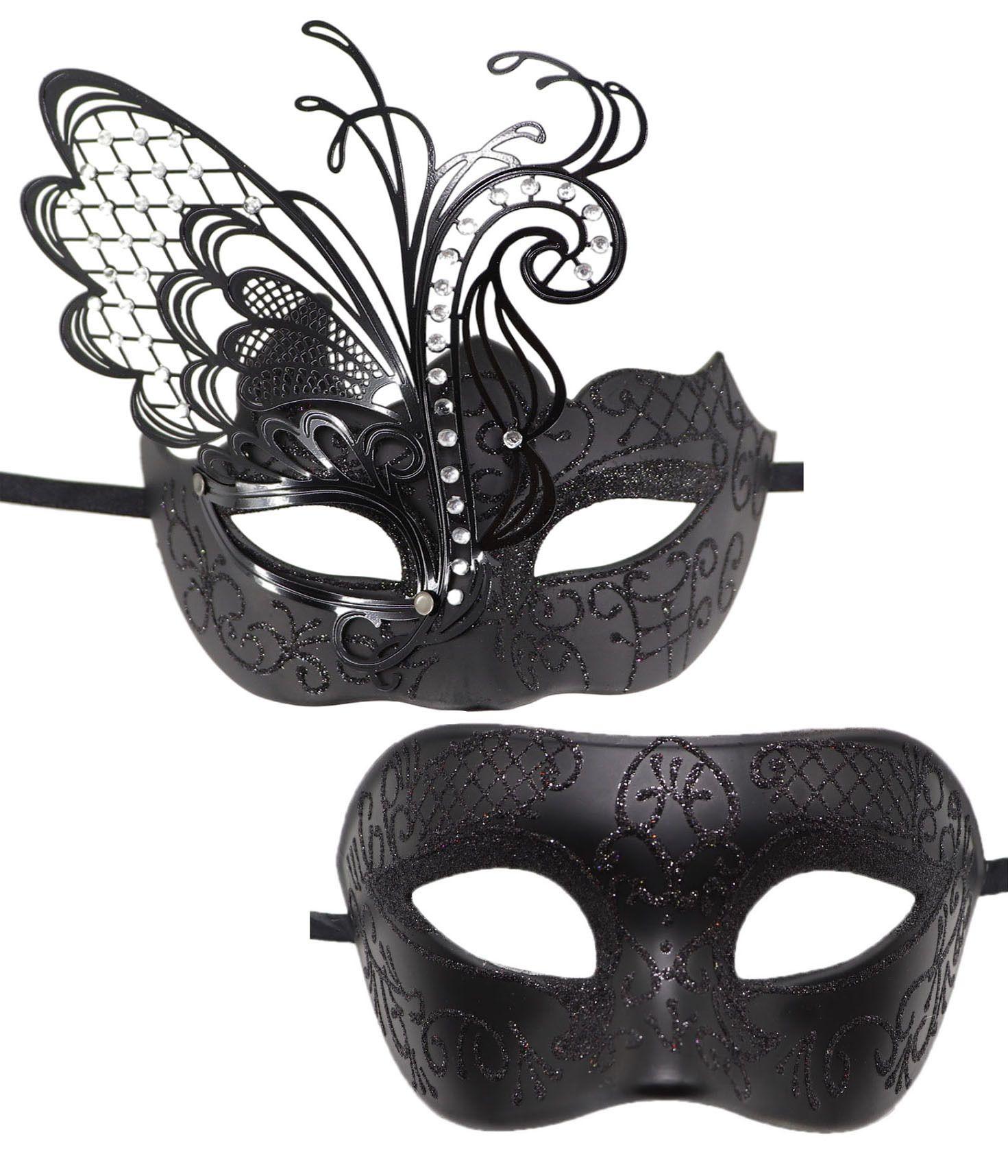 Masques de Couple de mascarade, masque de femmes vénitiennes  papillon/cygne/plume et masque d'homme guerrier grec pour la fête de Mardi  Gras?halloween carnaval pâques spectacle fête masque de luxe