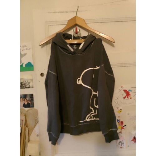 Sweat À Capuche Gris Imprimé Blanc 10/11 Ans M &amp S.