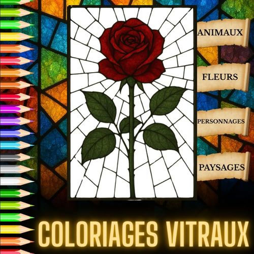 Vitraux - Plus De 100 Coloriages De Vitraux: Animaux , Fleurs , Personnages , Paysages ...