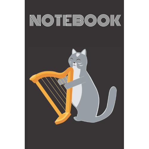 Notebook Cat Playing Harp: Kitty Lovers Harp Lovers