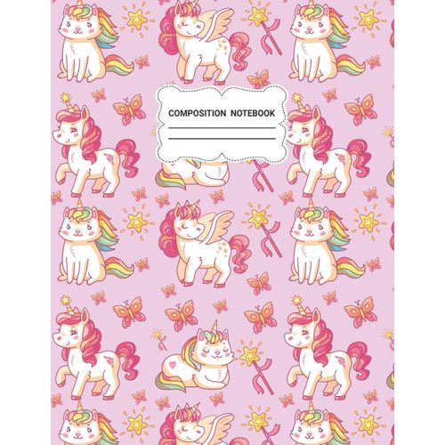 Composition Notebook: Cute Unicorn Star And Colorful Butterfly Composition Notebook Gifts For Kids Back To School Supplies