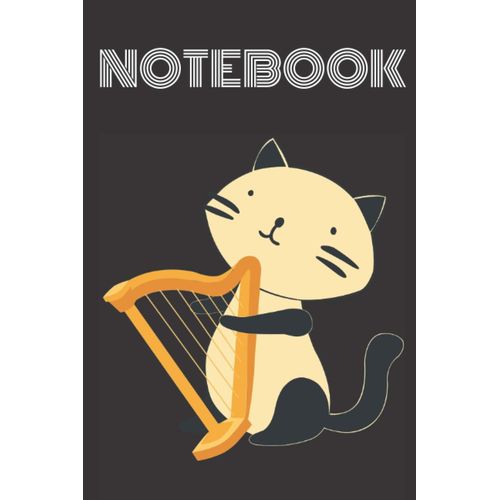 Notebook Cat Playing Harp: Kitty Lovers Harp Lovers