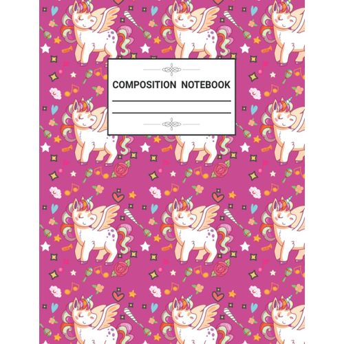 Composition Notebook: Unicorn Notebook For Girls Handwriting Notebook Pink Cover Design For Kids School And College