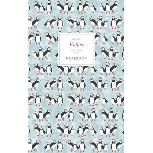 Puffins Notebook - Ruled Pages - 5x8 - Premium: (Ocean Edition) Fun Notebook 96 Ruled/Lined Pages (5x8 Inches / 12.7x20.3cm / Junior Legal Pad / Nearly A5)
