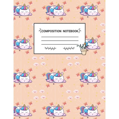 Composition Notebook: Unicorn Sleeping Cute Butterfly Star Composition Cloud Kids Unicorn Notebook