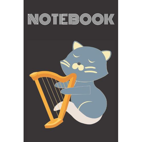 Notebook Cat Playing Harp: Kitty Lovers Harp Lovers