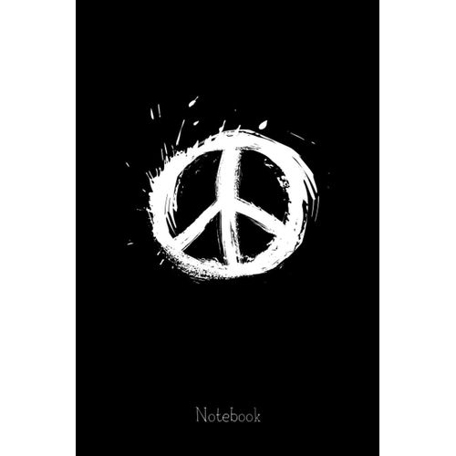 Peace Symbol Black And White Notebook: Lined Notebook Journal