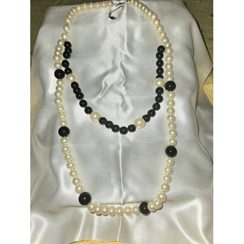 Collier Guess En Grosses Perles Beiges Et Noires Neuf