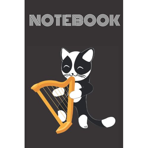 Notebook Cat Playing Harp: Kitty Lovers Harp Lovers