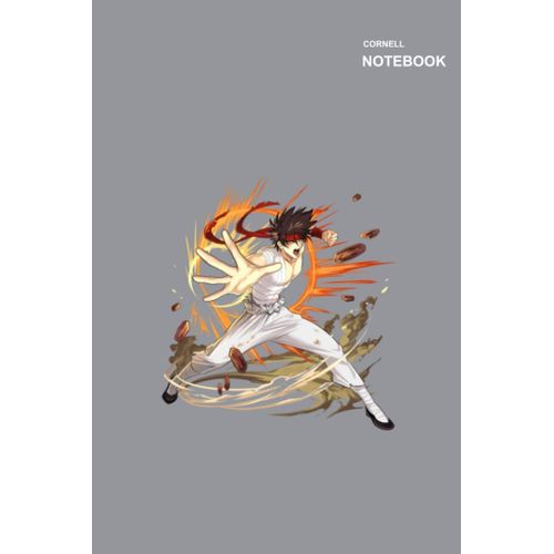 Cornell Notes Binder: Notes Cornell, 110 White Pager, Softcover (6x9 Inches), Rurouni Kenshin Wandering Samurai Sagara Sanosuke Grey Notebook Cover.