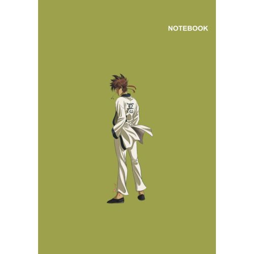 Rurouni Kenshin Wandering Samurai Notebooks: Lined Pages, 110 Pages, (7 X 10 Inches) Large, Sagara Sanosuke Rurouni Kenshin Wandering Samurai Green Notebook Cover.