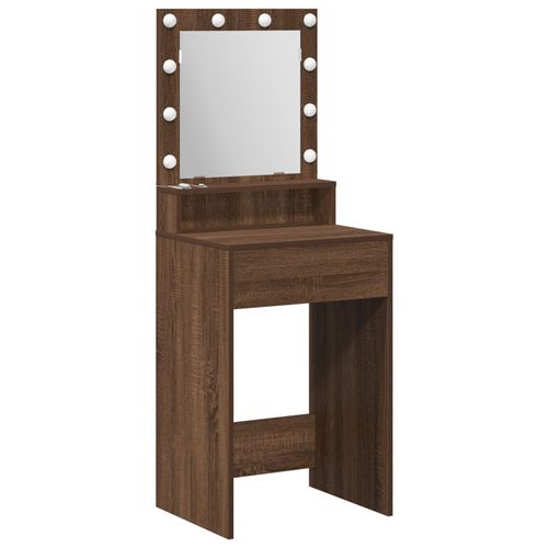 Vidaxl Bureau De Maquillage Avec Lumières Led - Chêne Marron - 50x41x135 Cm