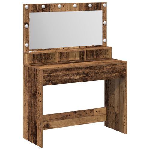 Vidaxl Table De Maquillage Avec Lumières Led - Bois Vintage - 100x41x135 Cm