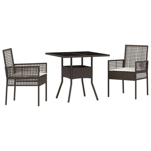 Vidaxl Ensemble Salle À Manger 3 Pièces Marron Rattan Poly