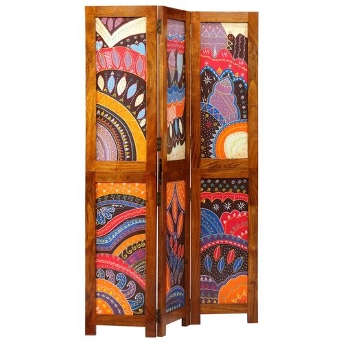 vidaXL Paravent 3 Panneaux Marron Miel 35x1,5x160 cm Bois Massif Acacia