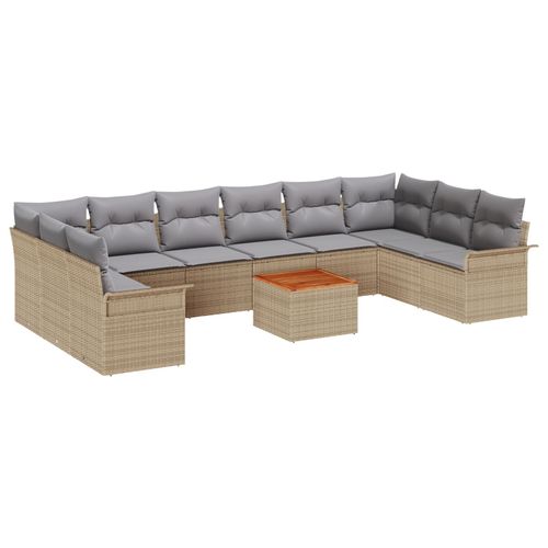 Vidaxl Ensemble De 11 Pièces De Canapé De Jardin Avec Coussins Beige En Rattan