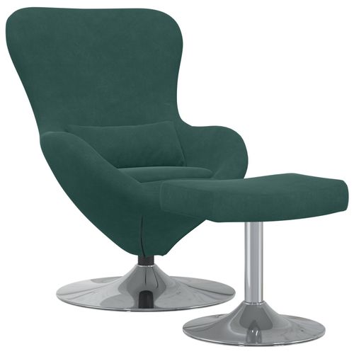 Vidaxl Fauteuil ?Uf Avec Pouf Vert Foncé En Velours