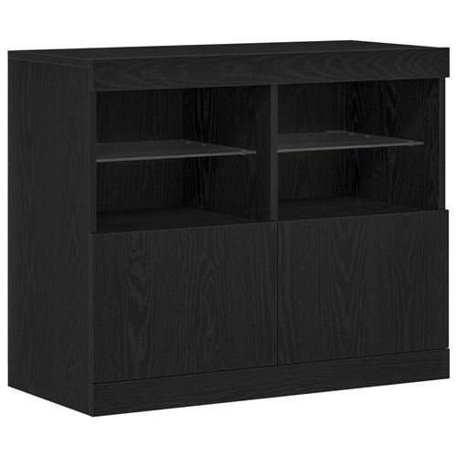 Vidaxl Buffet Avec Lumières Led Chêne Noir 81x37x67 Cm