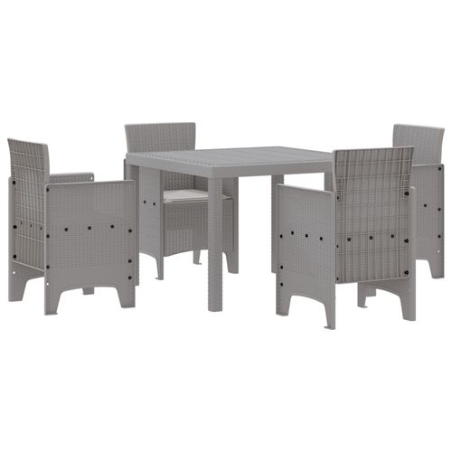 Vidaxl Ensemble De Salle À Manger 5 Pièces Avec Coussins Gris Clair En Plastique