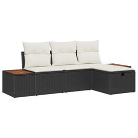 Vidaxl Ensemble De 4 Canapés De Jardin Avec Coussins Noir En Rotin