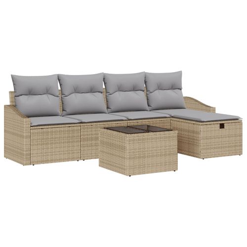 Vidaxl Ensemble De 6 Canapés De Jardin Avec Coussins Beige Poly Rattan