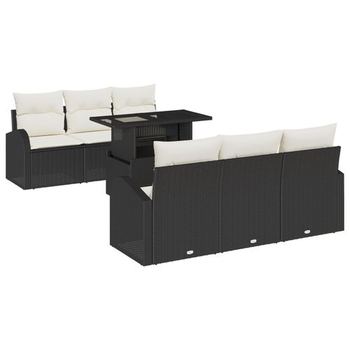Vidaxl Ensemble De 7 Canapés De Jardin Avec Coussins Noir En Rattan Poly