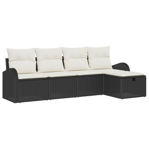 Vidaxl Ensemble De 5 Pièces De Canapé De Jardin Avec Coussins En Noir Poly Rattan
