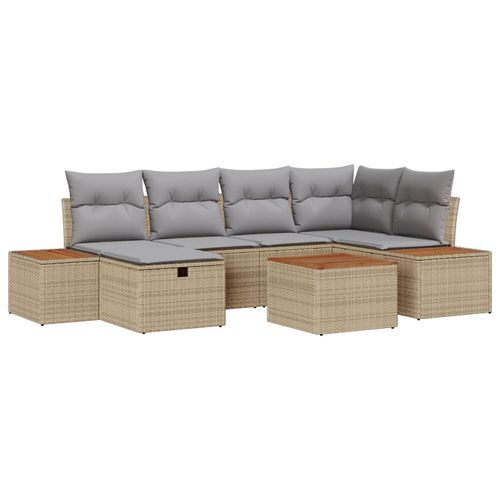 Vidaxl Ensemble De 7 Canapés De Jardin Avec Coussins Beiges En Rotin Synthétique