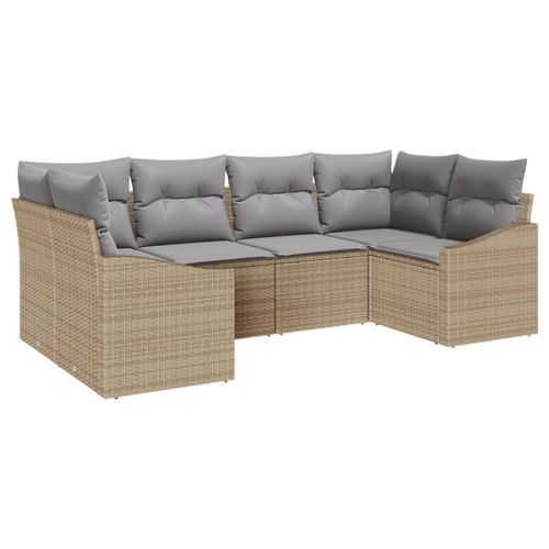 Vidaxl Ensemble Canapé Jardin 6 Pièces Avec Coussins Rattan Beige