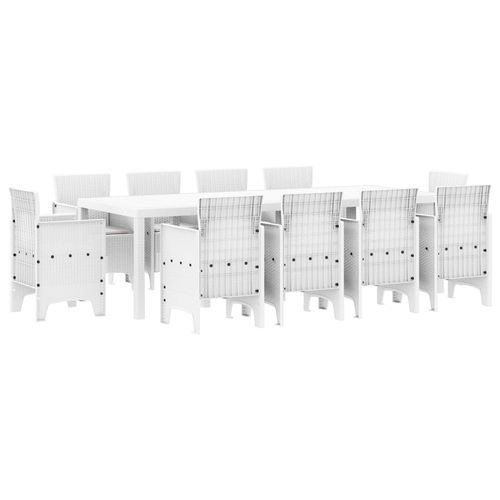 Vidaxl Ensemble De Salle À Manger De 11 Pièces En Rattan Poly Blanc