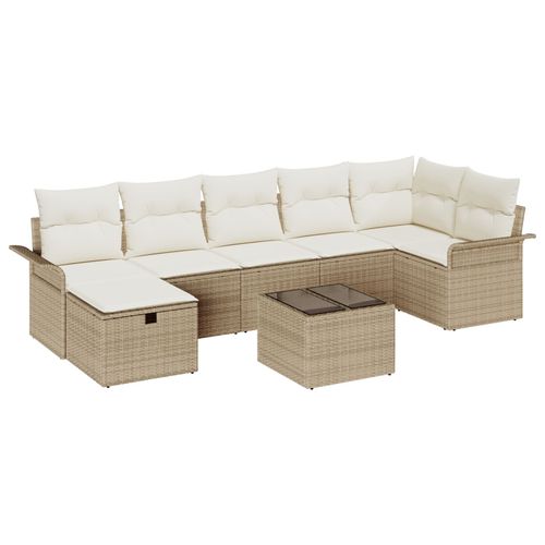 Vidaxl Ensemble Canapé Jardin 8 Pièces Avec Coussins Beige En Rattan Synthétique