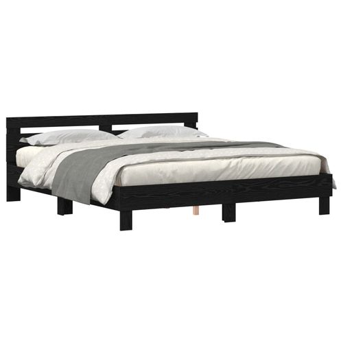 Vidaxl Cadre De Lit En Chêne Chêne Noir Bois De Chêne Massif 180 X 200 Cm