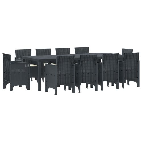Vidaxl Ensemble De Salle À Manger De 11 Pièces Avec Coussins Anthracite En Poly Rattan