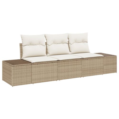 Vidaxl Ensemble De 3 Pièces De Canapé De Jardin Avec Coussins Beige Poly Rotin
